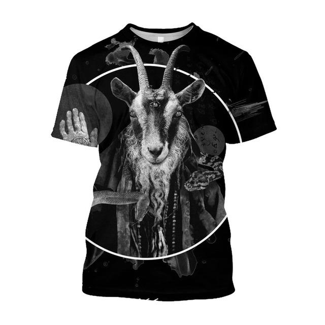 Baibao QIQI Jumeast 3D Evil Satanisme Satan Gedrukt Heren T-shirts Grunge Y2K Casual T-shirts Horror Mode Streetwear T-shirty Gothic Tops L