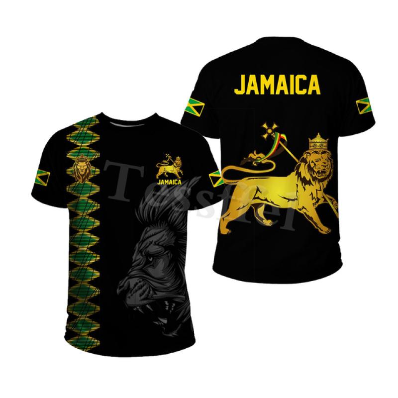 ETST 07 Tessffel Jamaica Leeuw Embleem Zomer Mode 3D Print Tops Tee T-shirt Mannen Vrouwen Korte Mouw T-shirt Streetwear Stijl-4 L