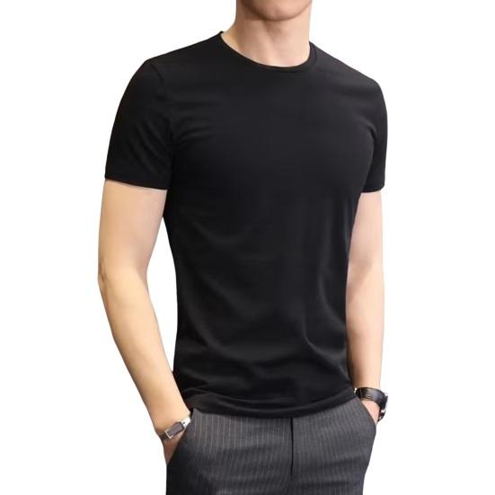 Yunzhu Mannen Zomer T-shirt Effen Kleur O Hals Korte Mouwen Zacht Ademend Slim Fit Trui Sport Business Casual Heren Office Top 3XL