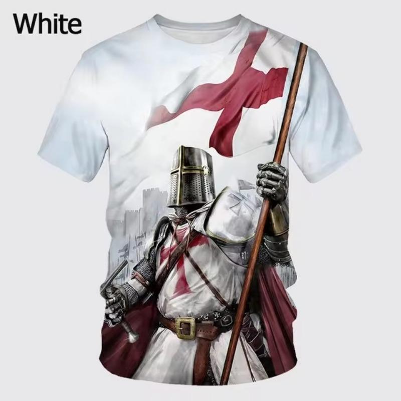 Forever Men zomer Knights Templar Grafisch T-shirt Heren 3D God Wills It Print T-shirts Cruciata Teutonic Order T-shirt Cool Cross Korte Mouw 3XL