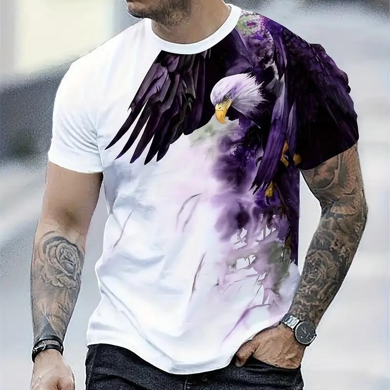 Etst 003 Retro T-shirt voor heren Eagle 3D-print Korte mouwen T-shirts Zomer Casual Snel drogend Los Oversized T-shirt Herenkleding Streetwear XL