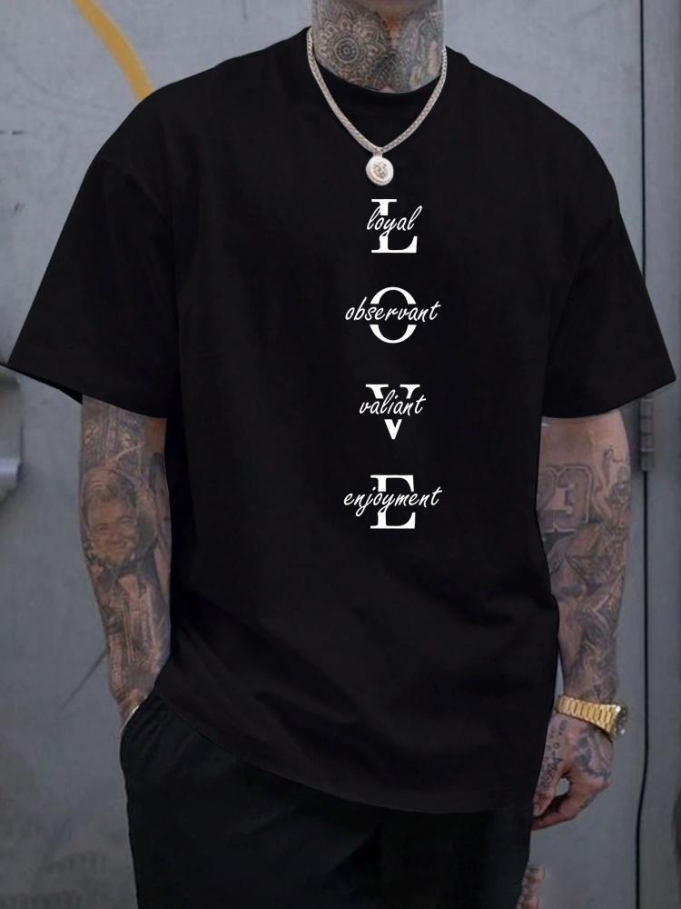 Chaokebang Nieuwe zomerse dagelijkse casual heren T-shirt Street herenmode korte mouwen top 3D LIEFDESletter bedrukt heren T-shirt 5XL