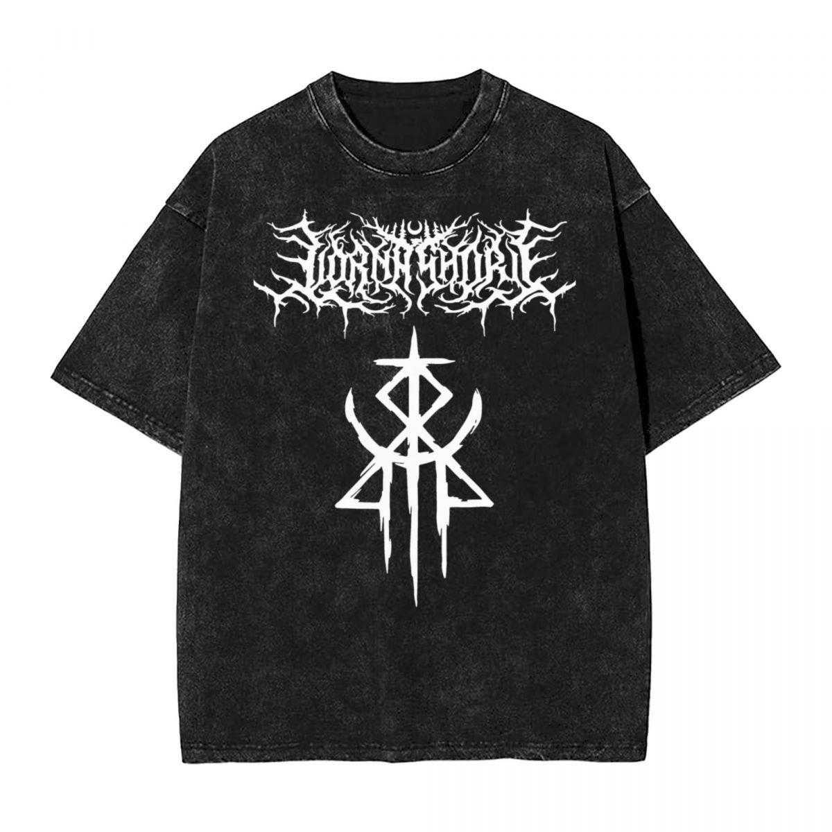 A washed short sleeved T-shirt Top T-shirts Herenkleding BMTH Bring Me The Horizons Brutal Grappig Logo T-shirt Zomer Vintage T-shirts Tops Katoen Trending Grafisch M