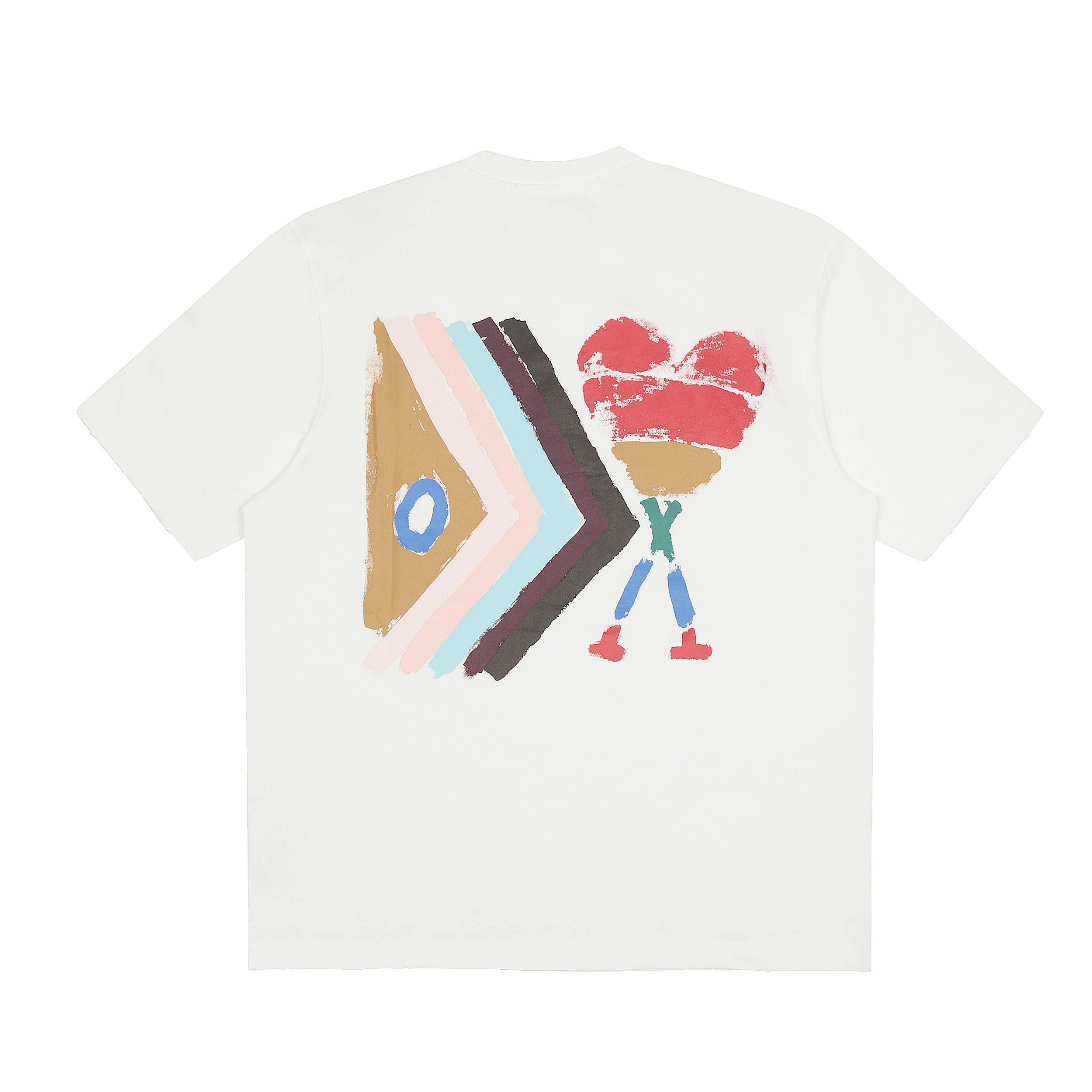 AMI Summer New Loose Plus Size Pure Cotton Printed Couple T-shirt L
