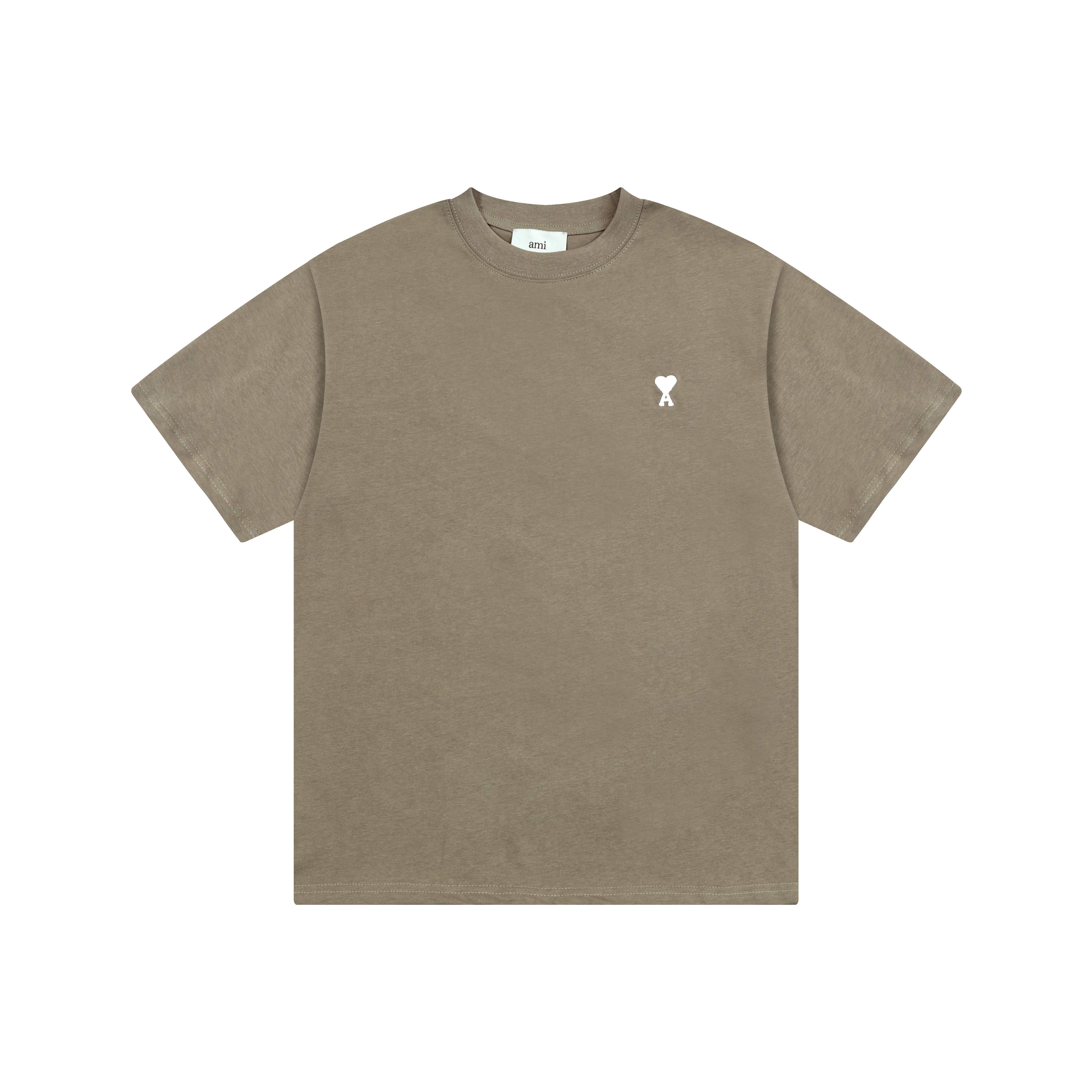 AMI 2025 Summer New Love Embroidered Logo Couple Cotton Short Sleeve Round Neck T-shirt XL