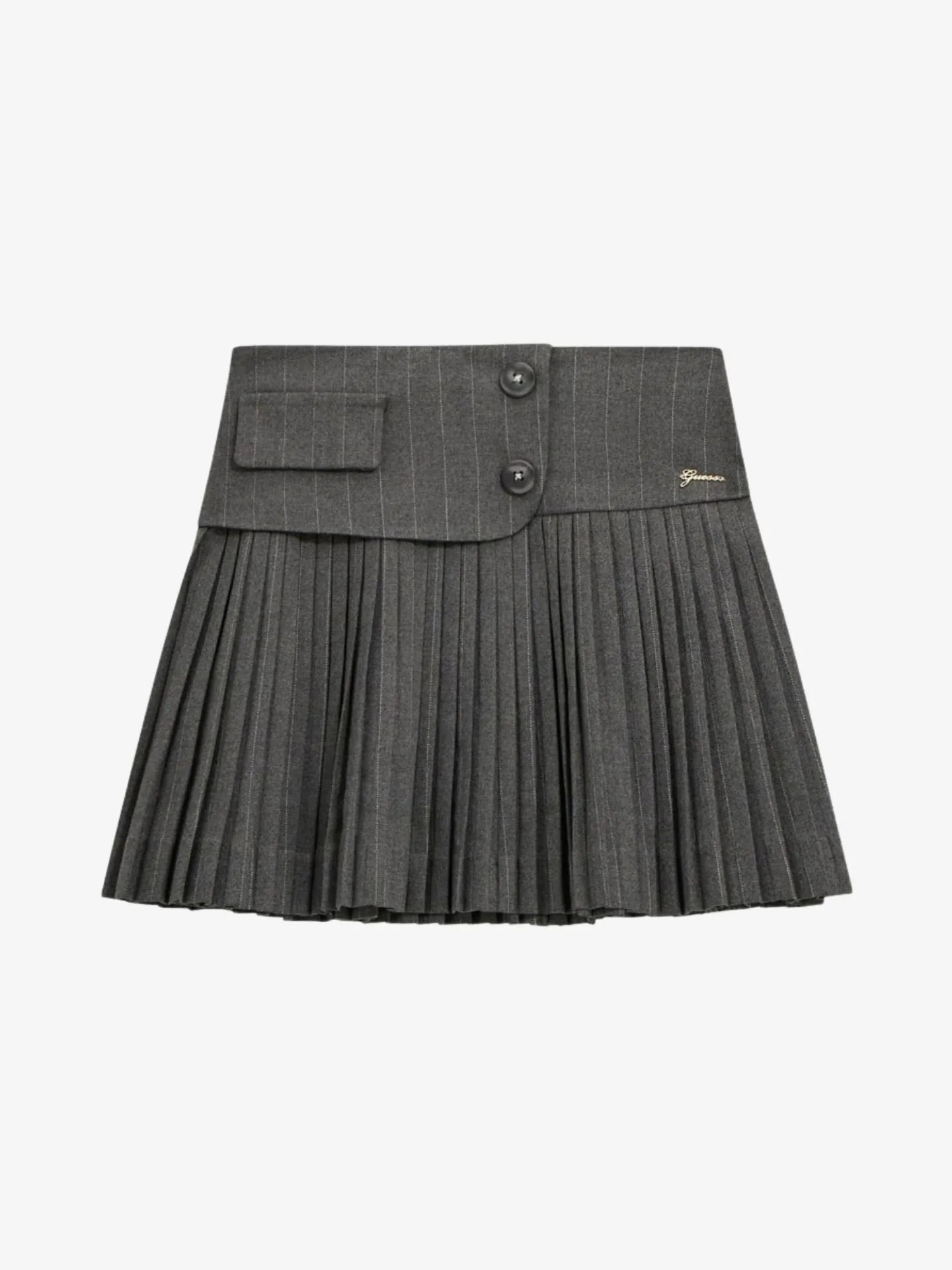 Guess Meisjes rok pinstripe pleated mini light grey melange