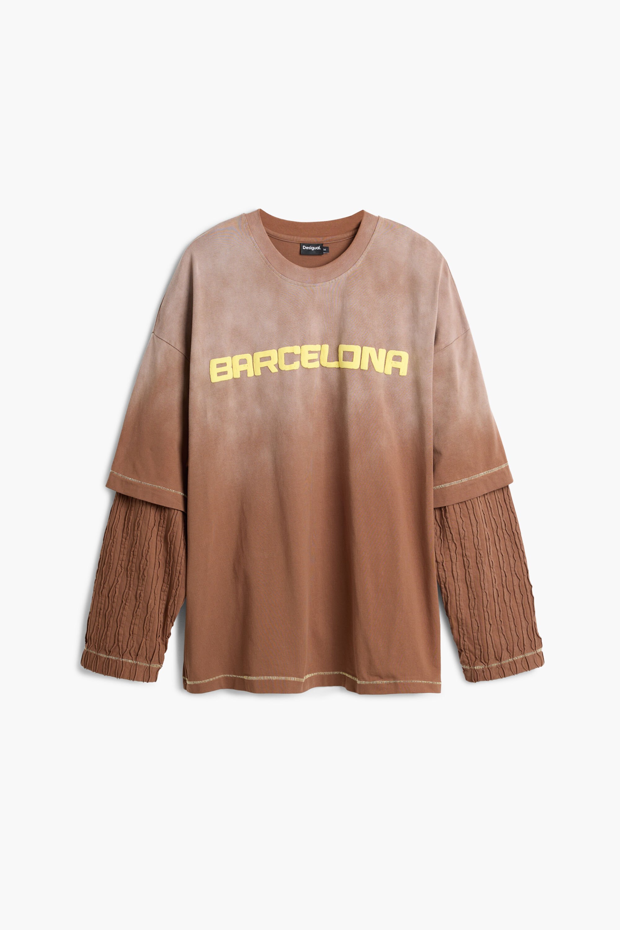 Desigual Studio T-shirt met dubbele mouwen - BROWN