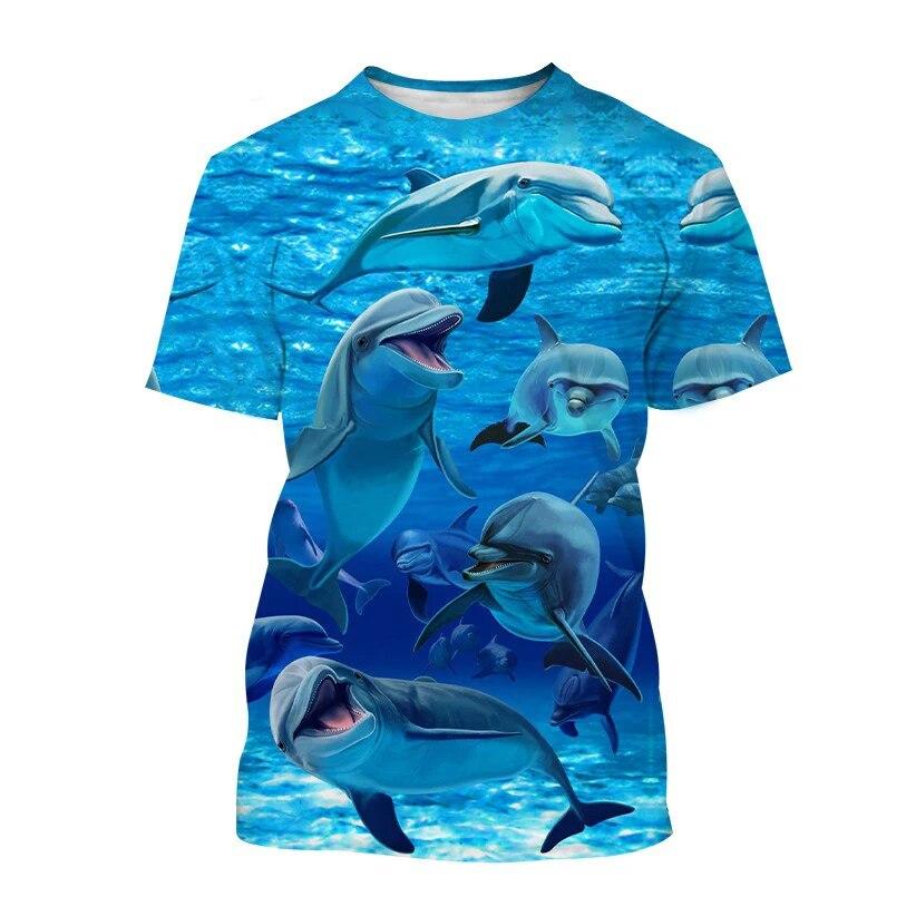 ETST WENDY 005 Animal Dolphin Grafische T-shirts 3D Print Man/Vrouwen Persoonlijkheid Mode Ronde Hals Tops Zomer Oversize T-shirt met korte mouwen Heren M
