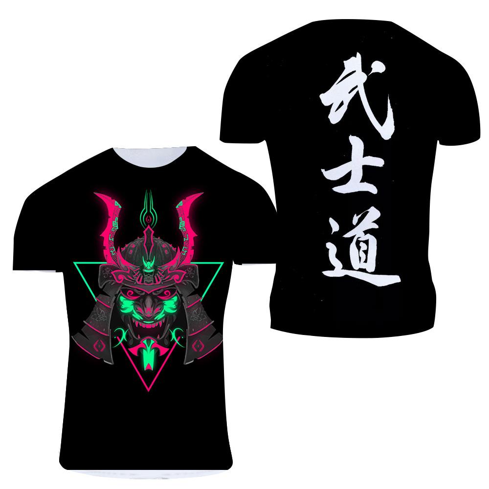 ETST 07 Exclusief ontwerp Bushido cool T-shirt Zomer Mode Mannen Casual Persoonlijkheid Japanse Samurai Patroon Gedrukt streetwear Tees 6XL