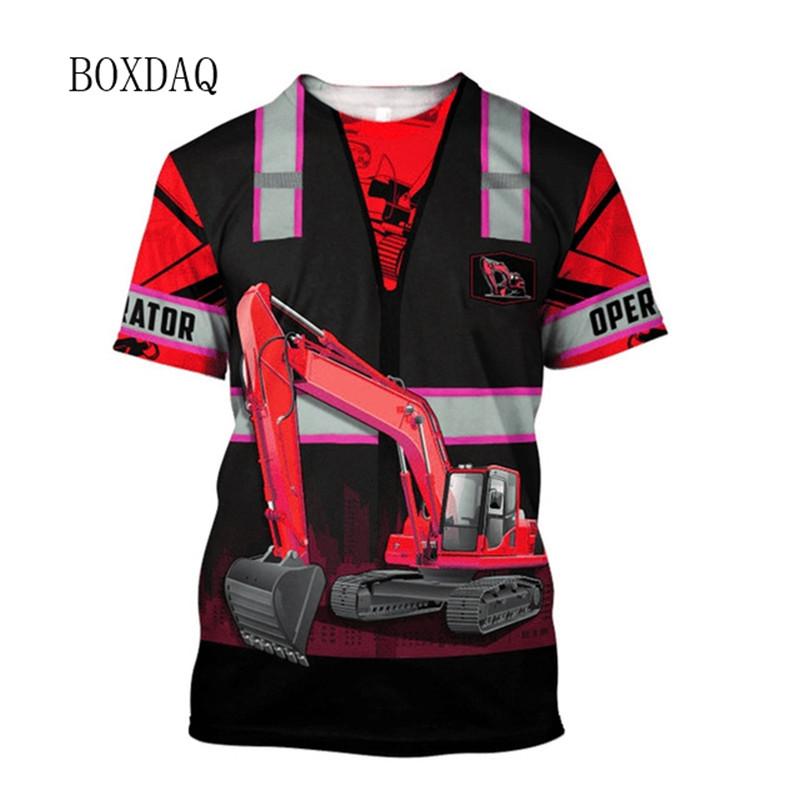 ETST WENDY 005 Korte mouwen graafmachine werkkleding T-shirts voor heren 3D print graafmachine machinist mode tops 6XL plus size casual mannelijke T-shirts XL