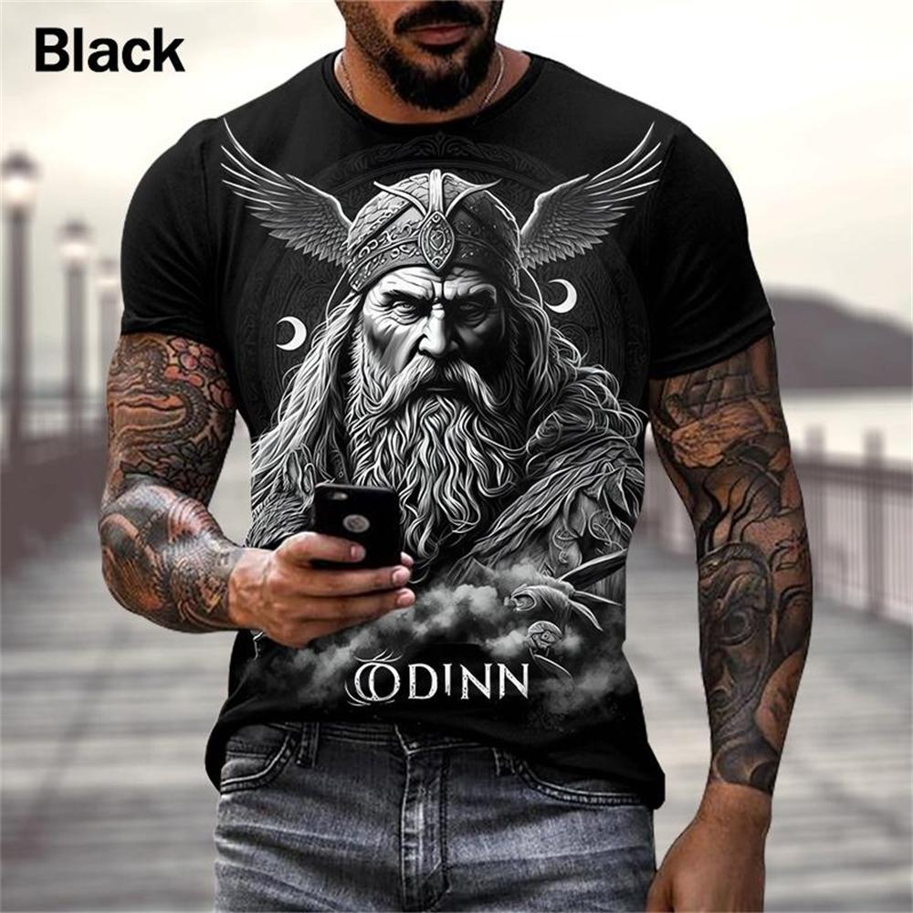 Laoxu Zomer Viking Warriors grafische 3D-print T-shirt Nordic Style Heren Oversized Korte Mouw Tops Tees Heren Designer Kleding L