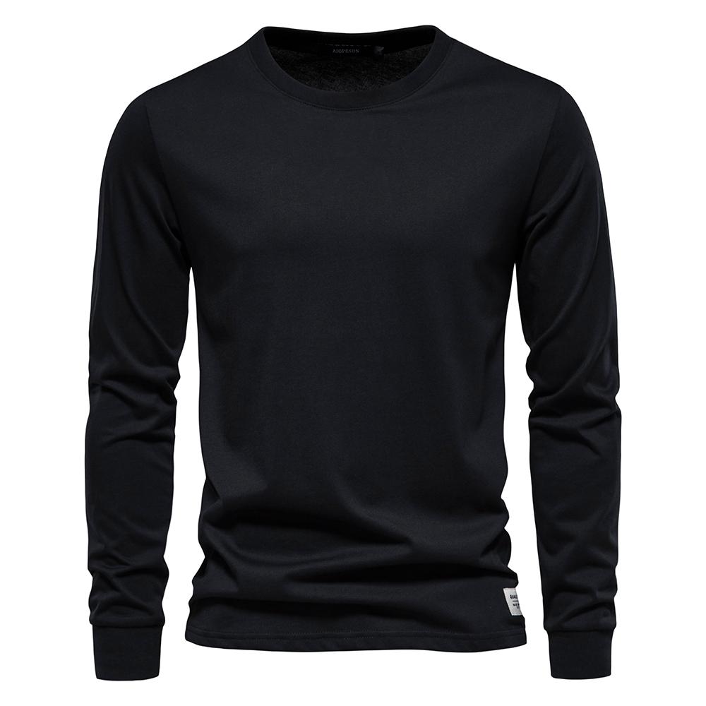 AIOPESON Men Fashion AIOPESON Effen Kleur Katoenen T-shirt Mannen Casual O-hals Lange Mouwen Heren T-shirts Nieuwe Herfst Hoge Kwaliteit Kleurrijke T-shirt voor Mannen S 50-60 kg