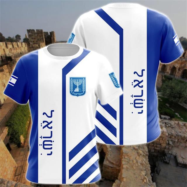 Xuhaijian02 Israël Vlag Heren T-shirt 3D Gedrukt Israëliërs Nationale Embleem Tops Korte Mouw O-hals Oversized Sport Tee Shirt Kleding XL