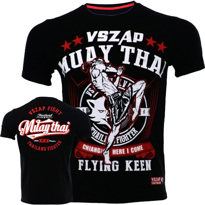 Laoxu Muay Thai Grafische T-shirt Heren Zomer Ademend Sneldrogend Tee Running Gym Sport Korte mouw Outdoor Boksen Worstelen Trainingspakken L