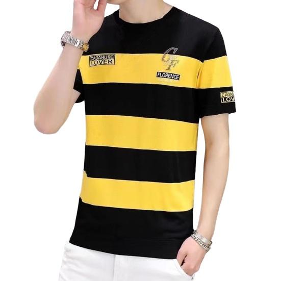 Meizhenchang Zomer Heren T-shirt Colorblock Gestreept Dun Ademend Korte Mouwen Losse O-hals Letterborduurwerk Plus Size Trui Casual Dagelijks Kantoor Top 3XL