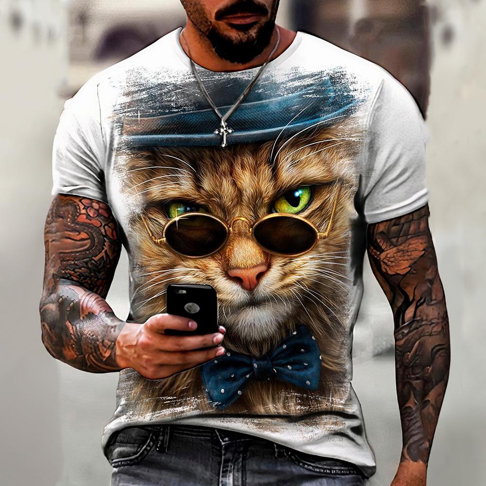 ETST WENDY 05 Heren T-shirt Trend Kat Element T-shirt Voor Heren Dagelijkse Outdoor Mode O-hals Korte Mouw Tees Comfortabel Materiaal Kleding Top 3XL