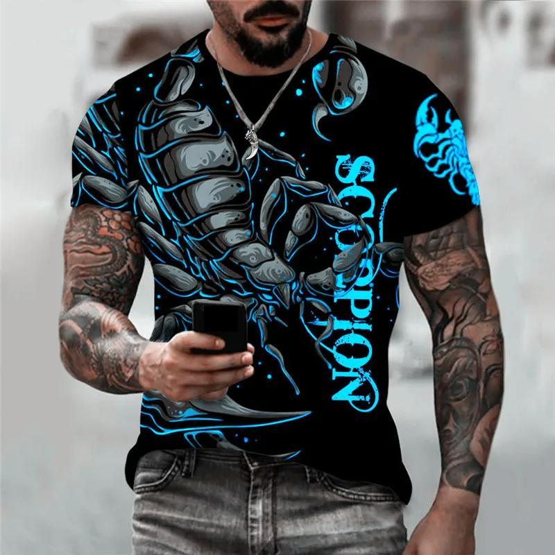 Transmission of love Scorpion Grafisch Heren Trend T-shirts Korte Mouw O-hals Straat 3D Dierenprint Heren T-shirt 6XL Grote Maat Zomer Casual Tops M