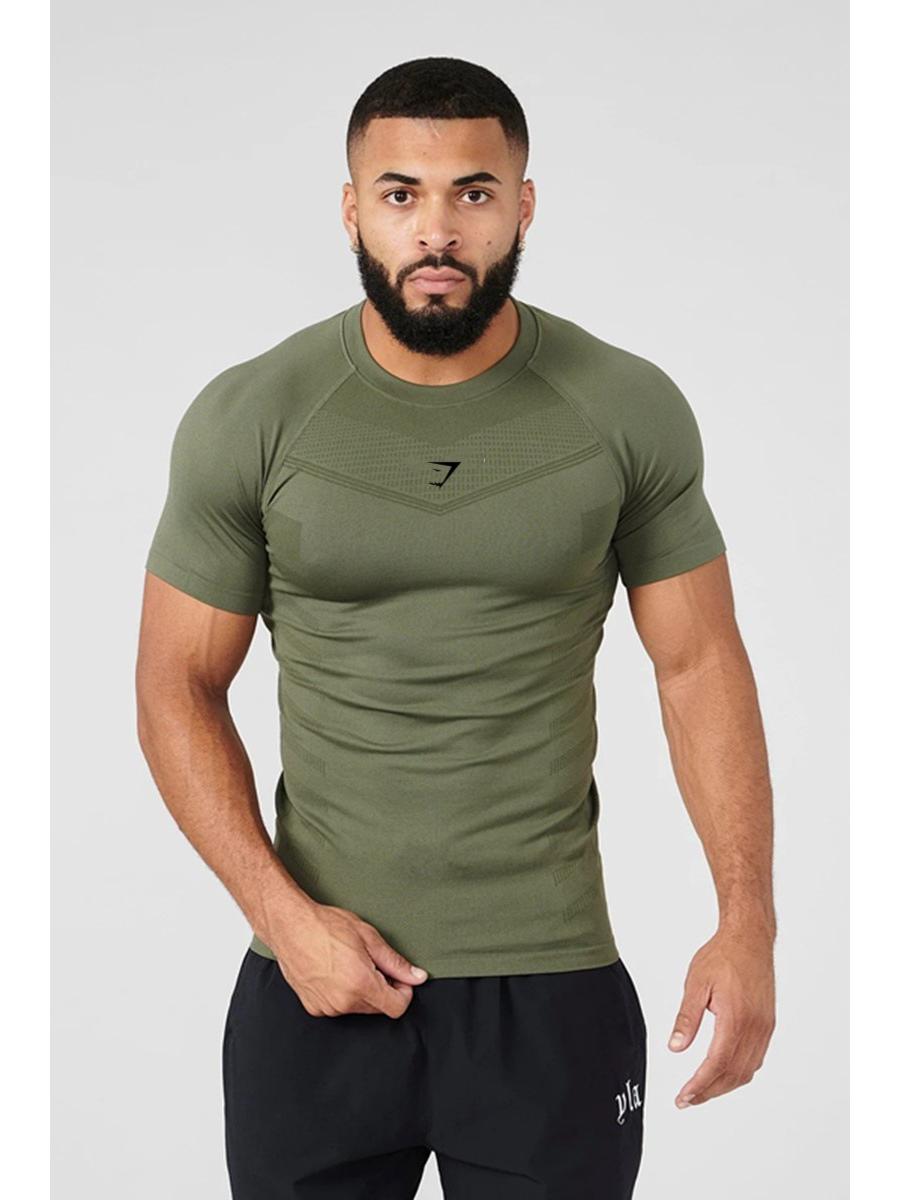 BigSopping Europese Heren Cross-Border Hoge Elastische Fitness Bodysuit - Sport T-shirt met Korte Mouwen M