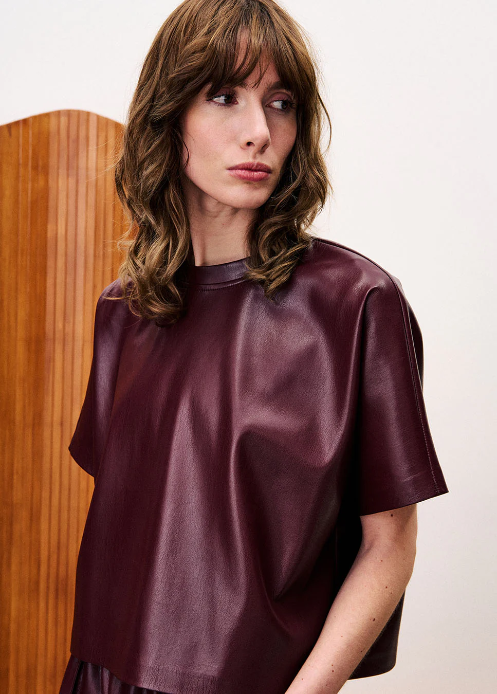 FRNCH Bazin lakleren top bordeaux