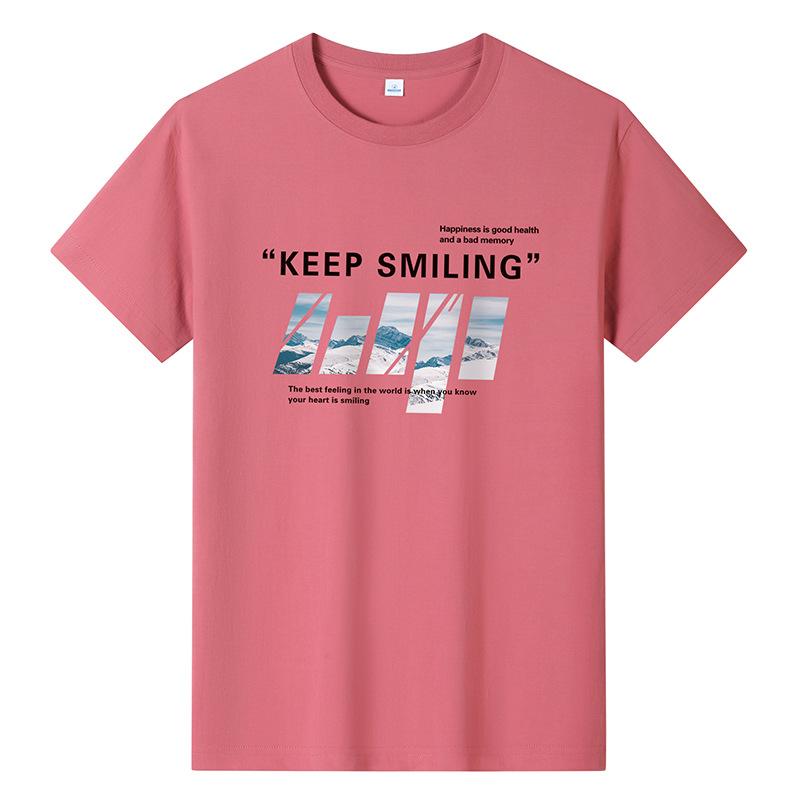 Bistrota Keep Smiling Herenmode T-shirt met korte mouwen Puur Katoen Casual T-shirt M-6XL 6XL