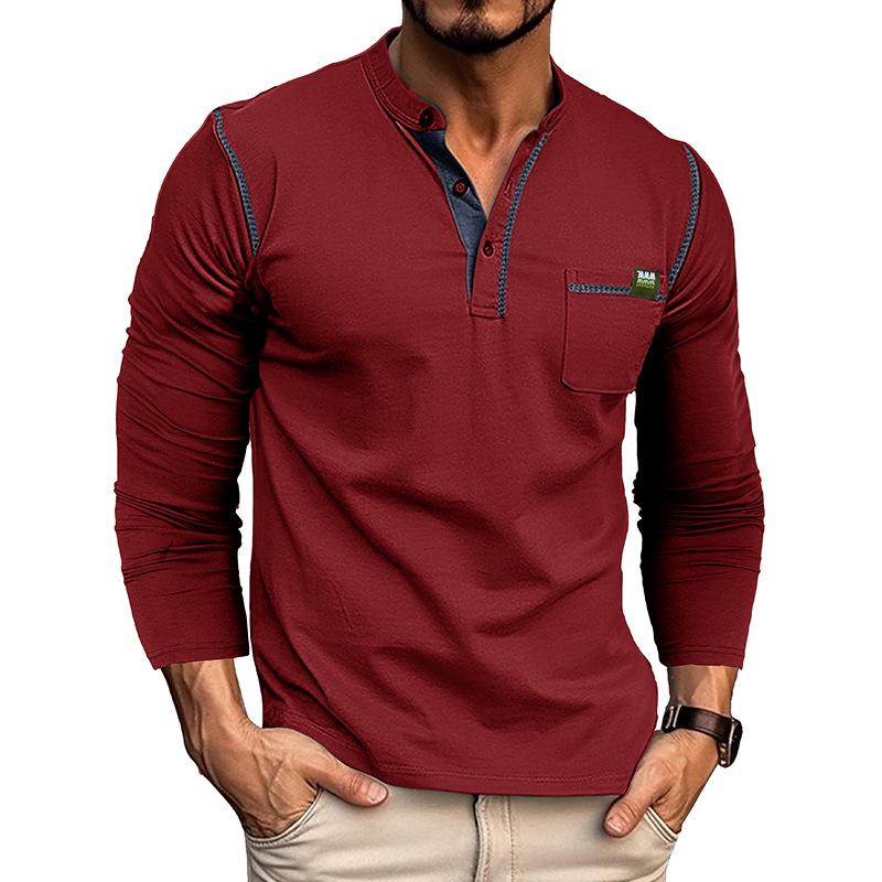 Phoca largha Pasvorm voor heren Henley-shirts met lange mouwen Stretchondergoed Informeel Basic Tops Knoop Ademend Sport-T-shirts Atletisch Workout Vochtregelerend T-shirts S