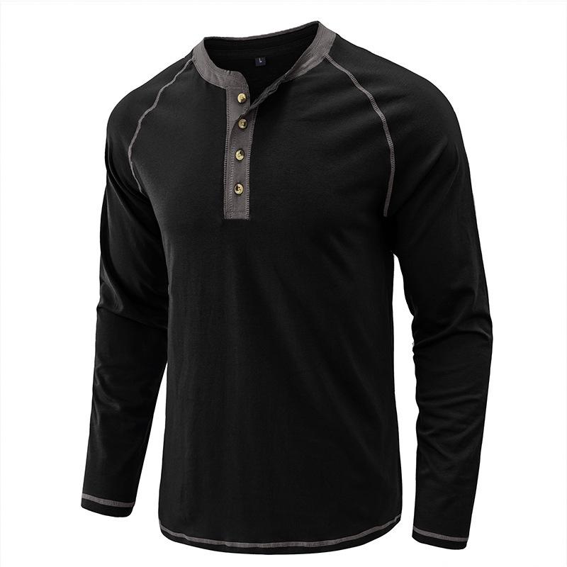 Phoca largha Men's Fit Long Sleeve Henley Shirts Underwear Casual Basic Tops 4-Button Breathable T-Shirts Athletic Workout Moisture Wicking Tee Shirts for Male S