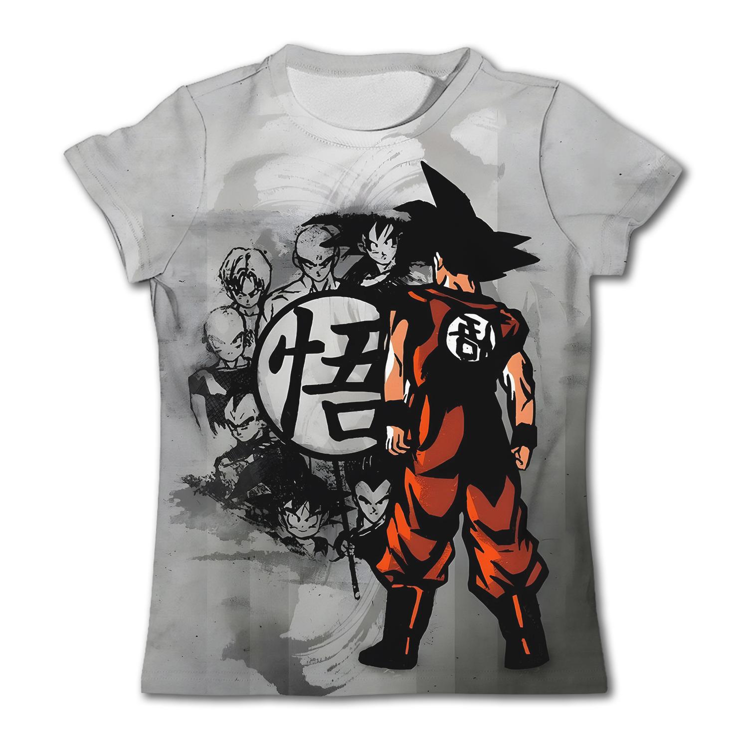 ETST 07 3-14Y Kind Goku Vegeta T-shirts Jongens Dragon Ball ZT Shirts Losse T-shirt Anime Tee Cartoon Tops Kinderen Zomer Jongen Korte Mouw 140cm