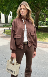 The Musthaves Suede Soft Bomber Jacket Choco