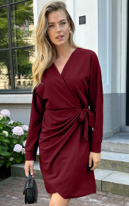 The Musthaves Scuba Long Sleeve Jurk Burgundy