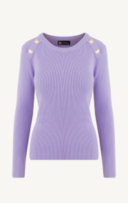 The Musthaves Knitted Trui Hartjes Knopen Lila