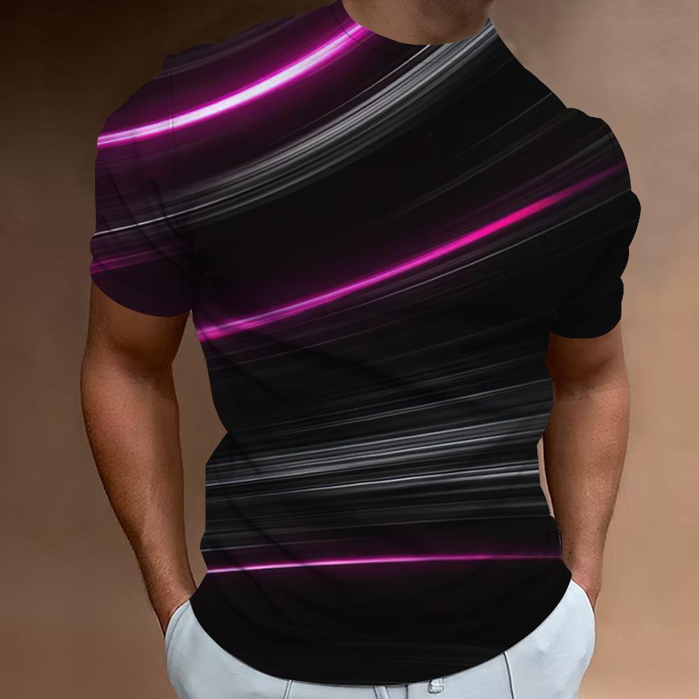 ETST 07 Heren T-shirt 3D Gestreepte Print Sweatshirt Tops Zomer O Hals Casual Korte Mouw Mannelijke Slim Fit Kleding Goedkope Kleding 6XL