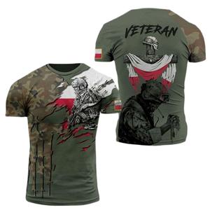 ETST WENDY 005 Poolse leger heren T-shirt Veteran Soldier Polen vlag print herenkleding oversized losse pullover O hals korte mouw shirt 2XL