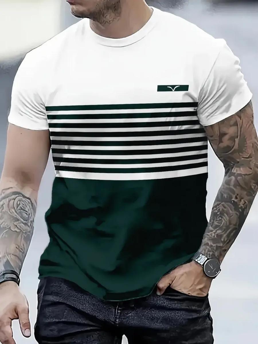 New trendy clothing Zomer Klassiek 3D Geprint Heren T-shirt Outdoor Ronde Hals Korte Mouw Top Streep Print Street Los T-shirt Mannelijk Oversized Kleding XL