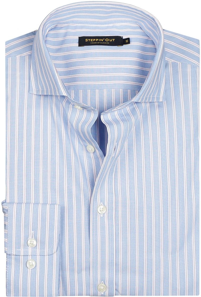 Steppin' Out Overhemd Streep Lichtblauw Rood