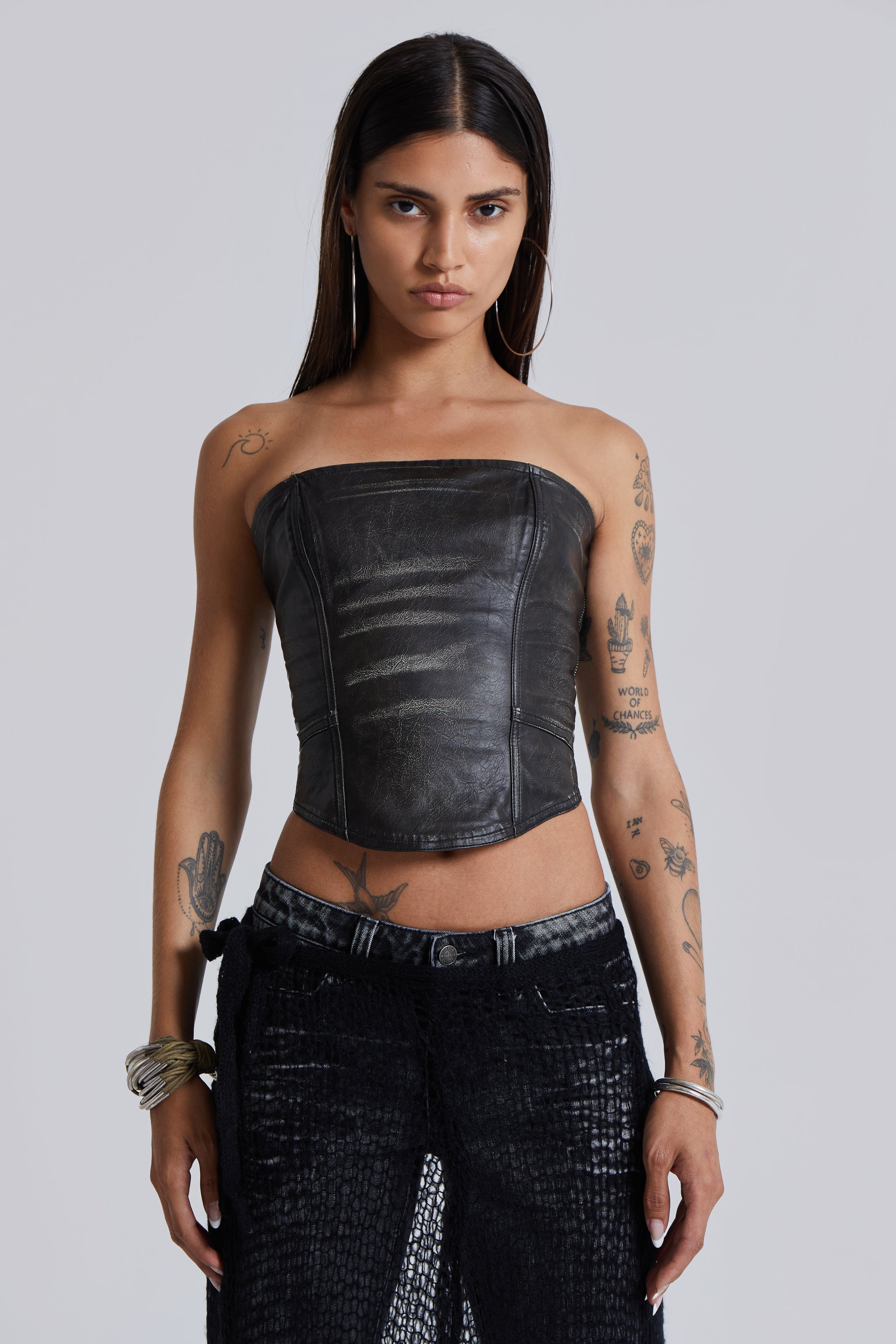 Jaded London Ash Faux Leather Corset