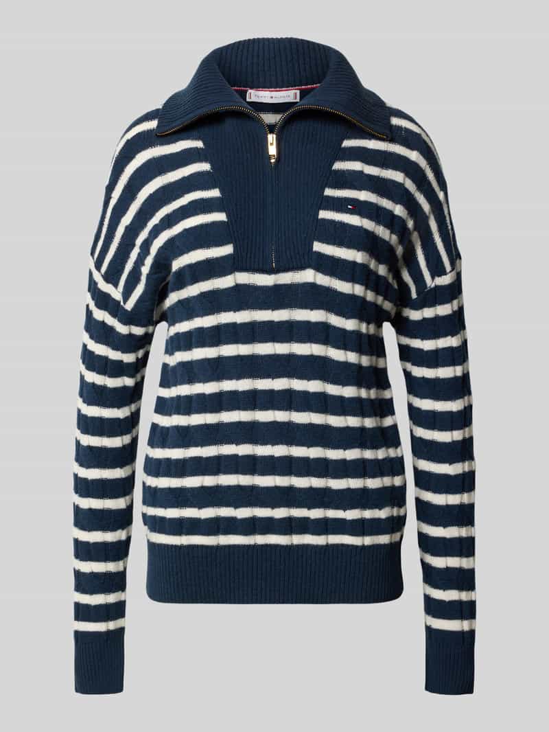 Tommy Hilfiger Schipperstrui SOFT WOOL CABLE 1/2 ZIP LS SWT met kabelpatroon, van zuivere wol