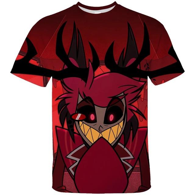Xuhaijian02 Hazbin Hotel Kinder T-shirts 3D Prited Zomer Korte Mouw T-shirt Voor Heren Kinderen Hot Fashion Streetwear Volwassen Kinderkleding 150