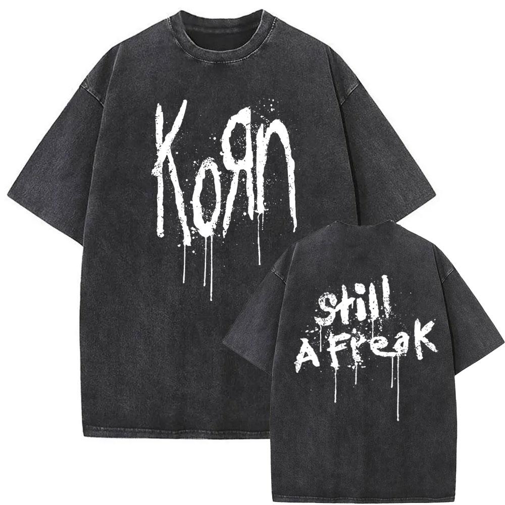 Washed T Shirt top No.1 Gewassen vintage rockband Korn Ftl 25 Follow The Leader T-shirt voor heren Gothic Casual Oversized T-shirts Heren T-shirt Heren Vintage T-shirt S