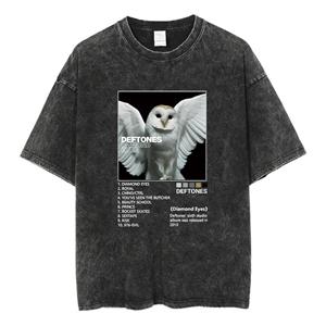 A washed short sleeved T-shirt Top Deftones Band-Diamond Eyes Music Album Cover T-Shirt Metal Rock Clothes Cotton Vintage Short Sleeve Tees Tops M