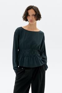 Thinking mu Damen vegan Bluse Devin Gestreift Gr&Atilde;&frac14;n