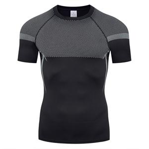 Jun Lin NO.1 Fitness Top Heren Casual Hardlopen Sneldrogend Ademend Strak Shirt Korte Mouw T-shirt Heren Spier L