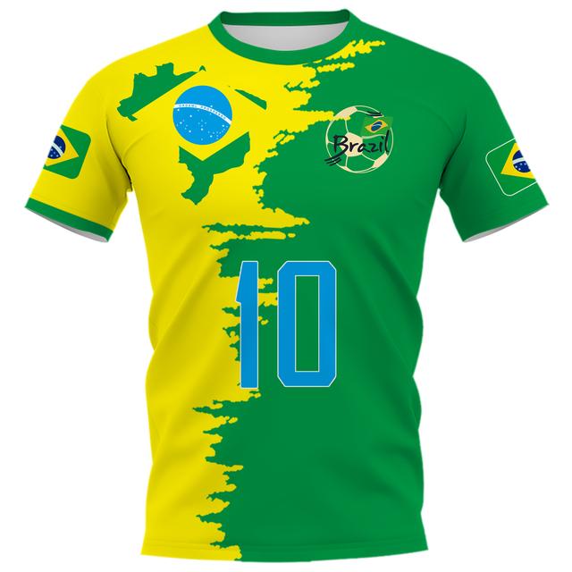Baibao QIQI Heren T-shirt Brazilië Jersey 3D Graphics Braziliaanse Vlag Bedrukt Dames Korte Mouw shirts Casual Heren Tops Herenkleding XXXL