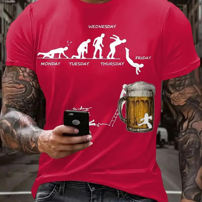 ETST 03 Zomerbier Heren T-shirts 3d Print Grappige T-shirts Polyester Ademend Korte Mouw Losse Tops T-shirts Oversized T-shirt Herenkleding 3XL