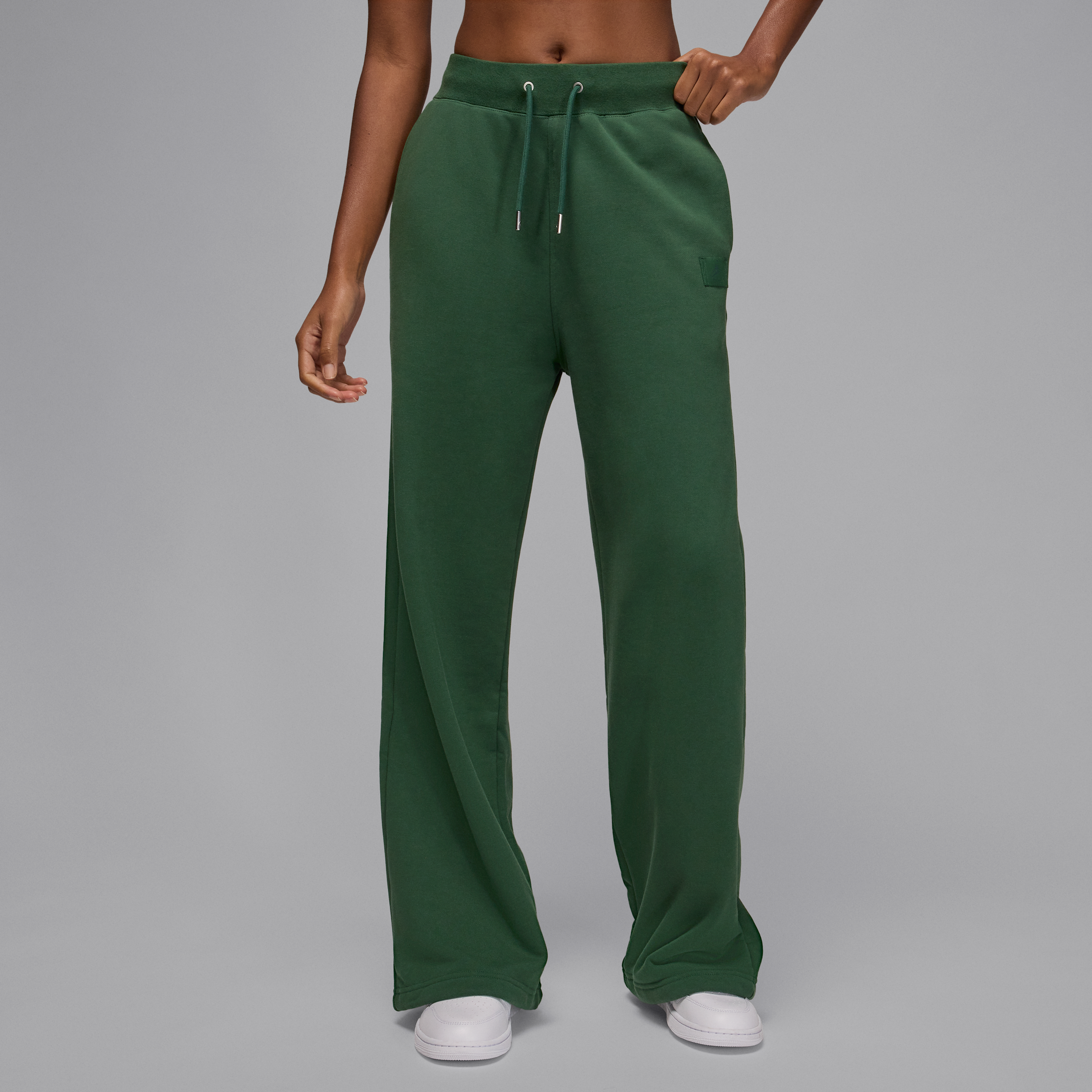 Jordan Flight Fleece damesbroek van sweatstof met open zoom - Groen