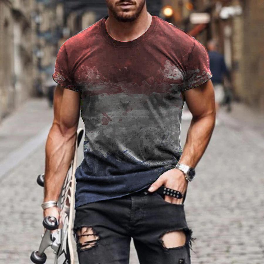 Kukebang Zomer Hot Selling mannen Casual T-shirt Street Fashion Korte mouwen Harajuku 3D Afdrukken All-Match ronde Hals Nieuwe Top L
