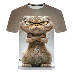 Chaokebang Grappige boze kat graphics 3D bedrukt heren T-shirt zomer mode korte mouwen heren dames T-shirts casual oversized tees XL