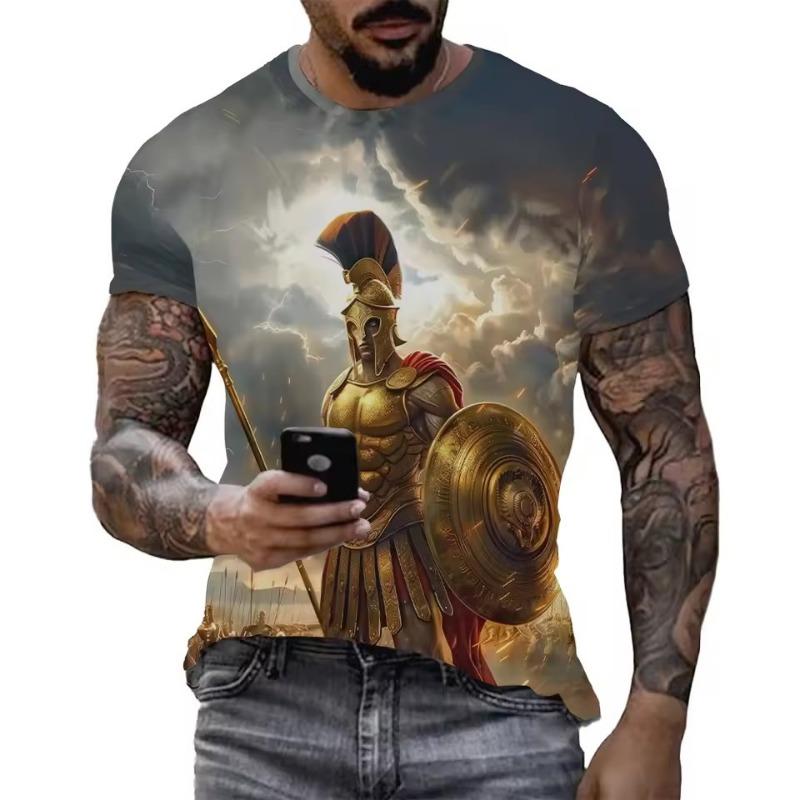 Forever Men Roman Gladiator Glory T-Shirt Sparta Soldiers Graphic 3D Printed T Shirt EmpireRound Neck Short Sleeve Man Tops Tees XL