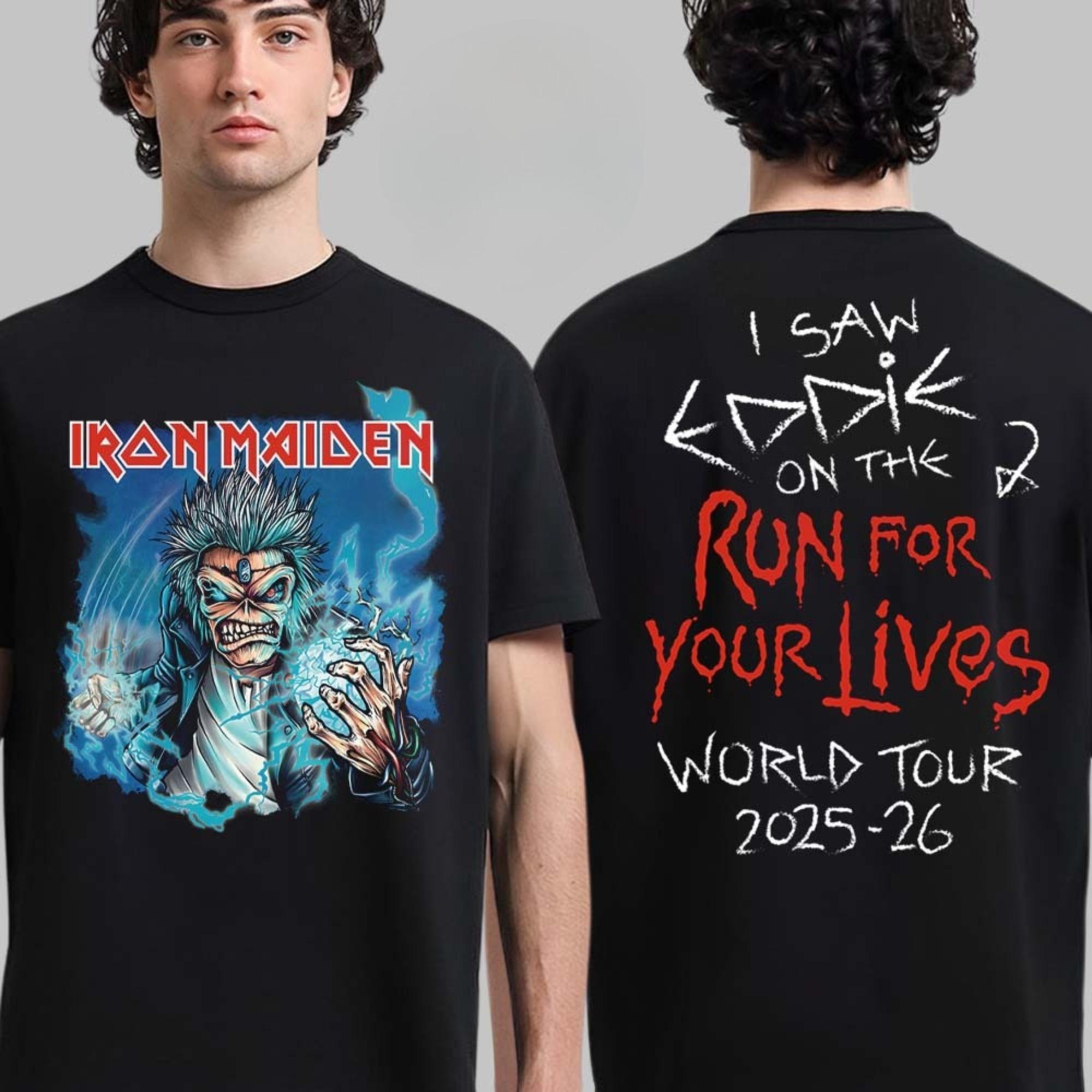 ZheXiong TEE Men T-shirts Iron Maiden Run for Your Lives World Tour 2025 Arnhem Netherland Dutch Exclusive Merch Tee At Gelredome T-Shirt M