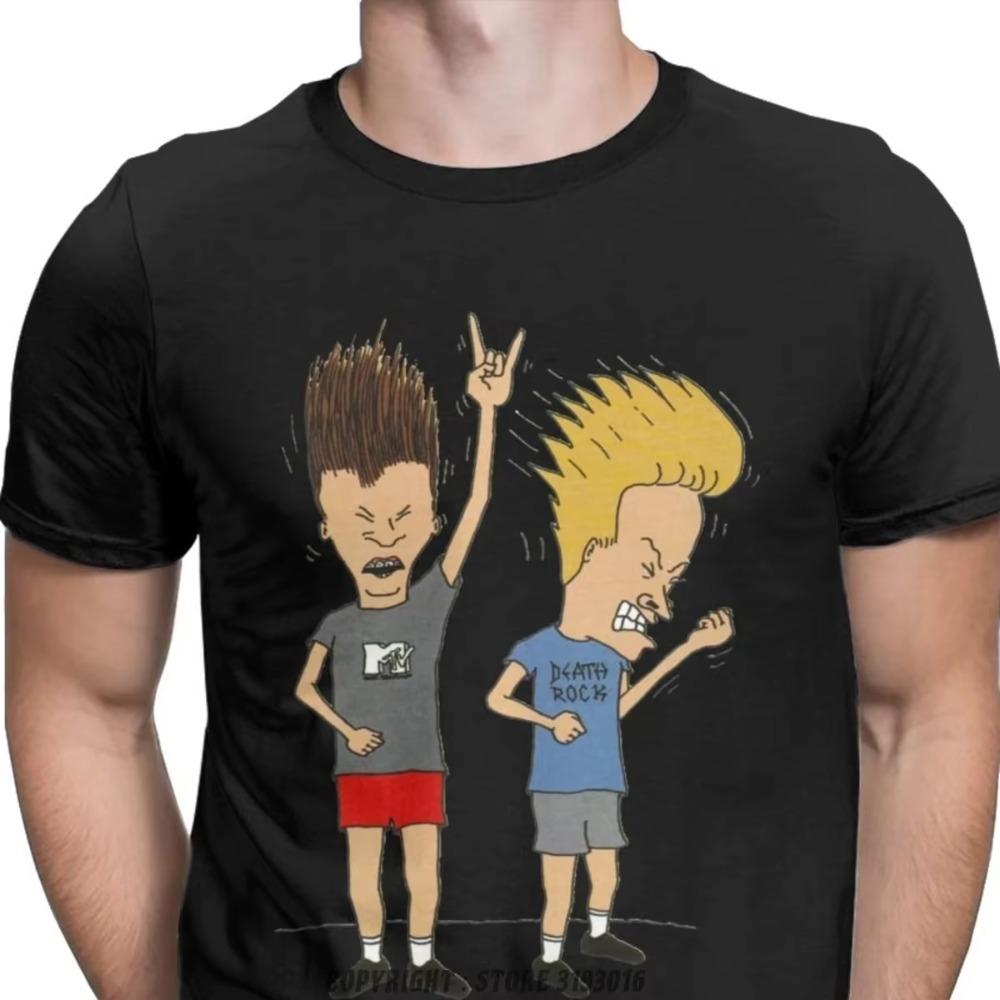 The most comfortable way to travel Men's Beavis Butthead Rock Tshirts Mens Extended Tshirt Comic Punk Camisas Hombre Hip Hop Hipster Christmas Tee Shirt XXL zwart