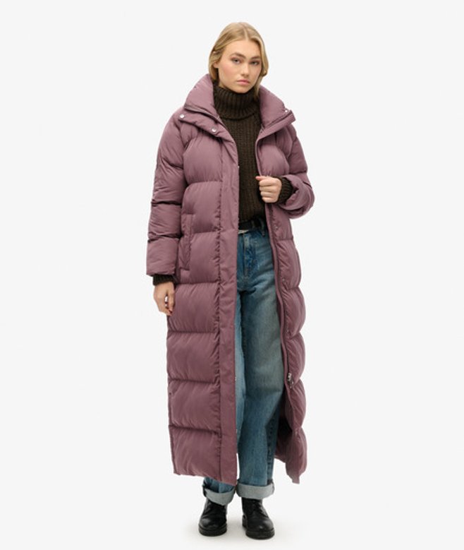 Superdry Maxi Lange Pufferjas Zwart